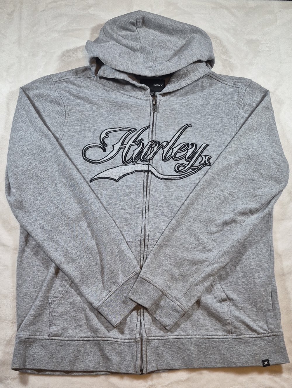 Hurley Light Gray Full-Zip Hoodie with Script Logo